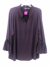 Load image into Gallery viewer, Karl Lagerfeld Size 3 Eggplant Ruffle Knit Top