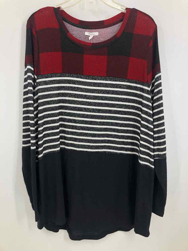 Maurices Size XL Black/Red Plaid Knit Top