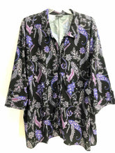 Load image into Gallery viewer, Catherines Size 5X Black/Purple Print Blouse