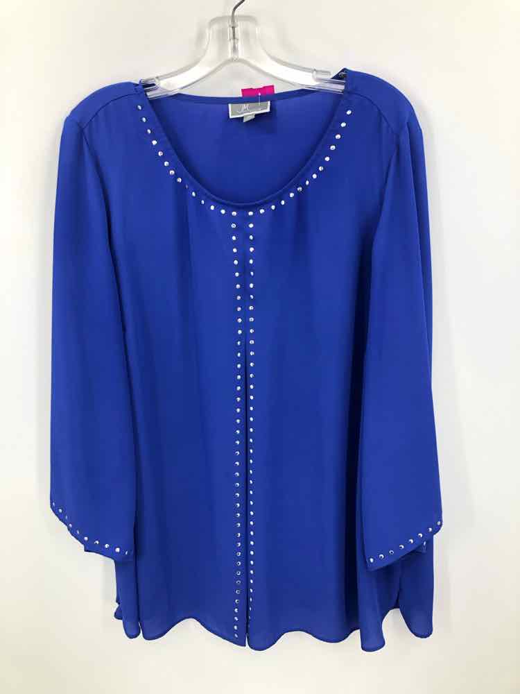 JM Collection Size 2X Royal Blue Studded Blouse
