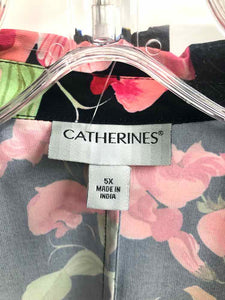 Catherines Size 5X Black/pink Floral Blouse