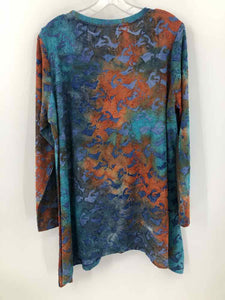 Logo Size 1X Aqua/Rust Print Tunic