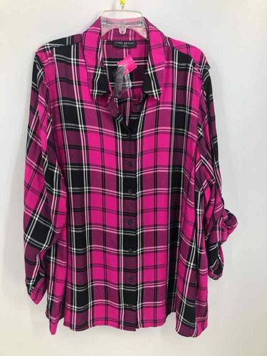 Lane Bryant Size 26/28 Fucshia/Black Plaid Blouse