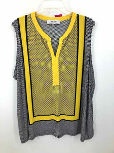 Jones Studio Size 3X Black/yellow Print Knit Top