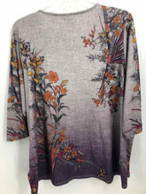 Load image into Gallery viewer, CJ Banks Size 2X Gray/Rust Floral Tunic