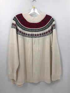 CJ Banks Size 3X Ivory/red Print Sweater