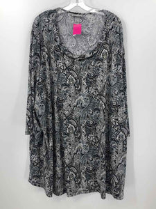 Catherines Size 5X Black/Gray Paisley Tunic