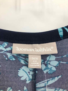 Woman Within Size 5X blue/aqua Print Knit Top