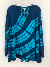 Load image into Gallery viewer, Logo Size 1X Aqua/Turq tiedye Knit Top