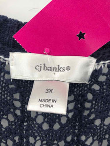 CJ Banks Size 3X Navy/White Stripe Duster