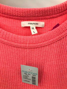 Maurices Size Large Neon Pink Ribbed Knit Top