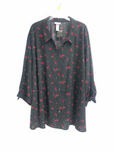 Load image into Gallery viewer, Catherines Size 5X Black/Red cardinal Blouse