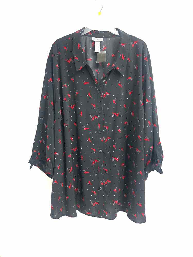 Catherines Size 5X Black/Red cardinal Blouse