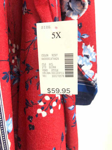 Catherines Size 5X Red/navy Print Cardigan