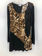 Load image into Gallery viewer, Cover Charge Size 1X Black/beige Animal Print Knit Top