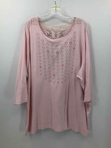 CJ Banks Size 3X Light Pink hearts Knit Top