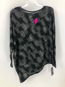 Clara Sun Woo Size Medium Black/grey Print Knit Top