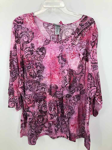 Catherines Size 3X Wine Print Knit Top