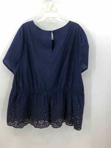 Lane Bryant Size 28 Navy Embroidered Blouse