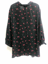 Load image into Gallery viewer, Catherines Size 5X Black/Red cardinal Blouse