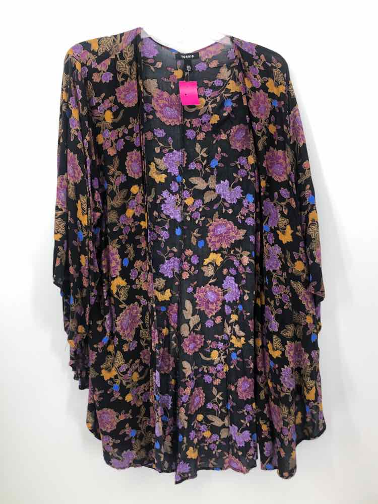 Torrid Size 2x/3x Purple/Black Floral Duster