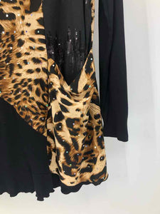 Cover Charge Size 1X Black/beige Animal Print Knit Top