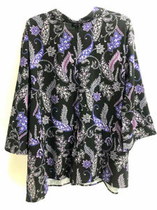 Catherines Size 5X Black/Purple Print Blouse