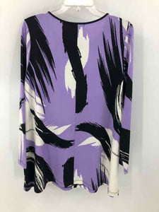 Sun Kim Size Large Purple/Black Print Knit Top