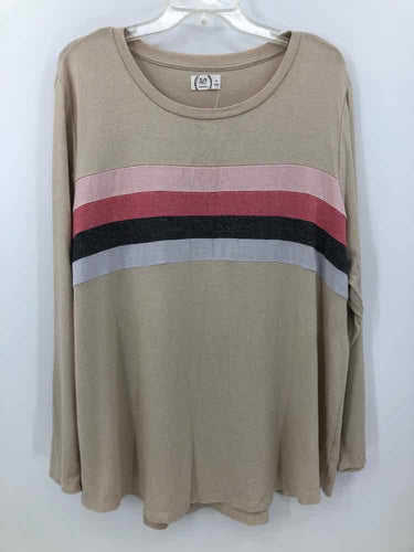 Maurices Size 2X Beige Stripe Knit Top