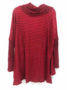 IC Collection Size 2X Red/Black Geometric Knit Top