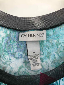 Catherines Size 4X blue/aqua Print Knit Top