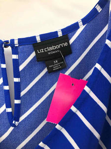 Liz Claiborne Size 3X Blue/white Stripe Blouse