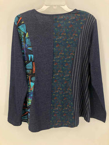 Parsley & Sage Size XL Navy Print Knit Top