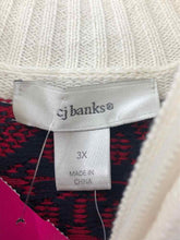 Load image into Gallery viewer, CJ Banks Size 3X Ivory/red Print Sweater