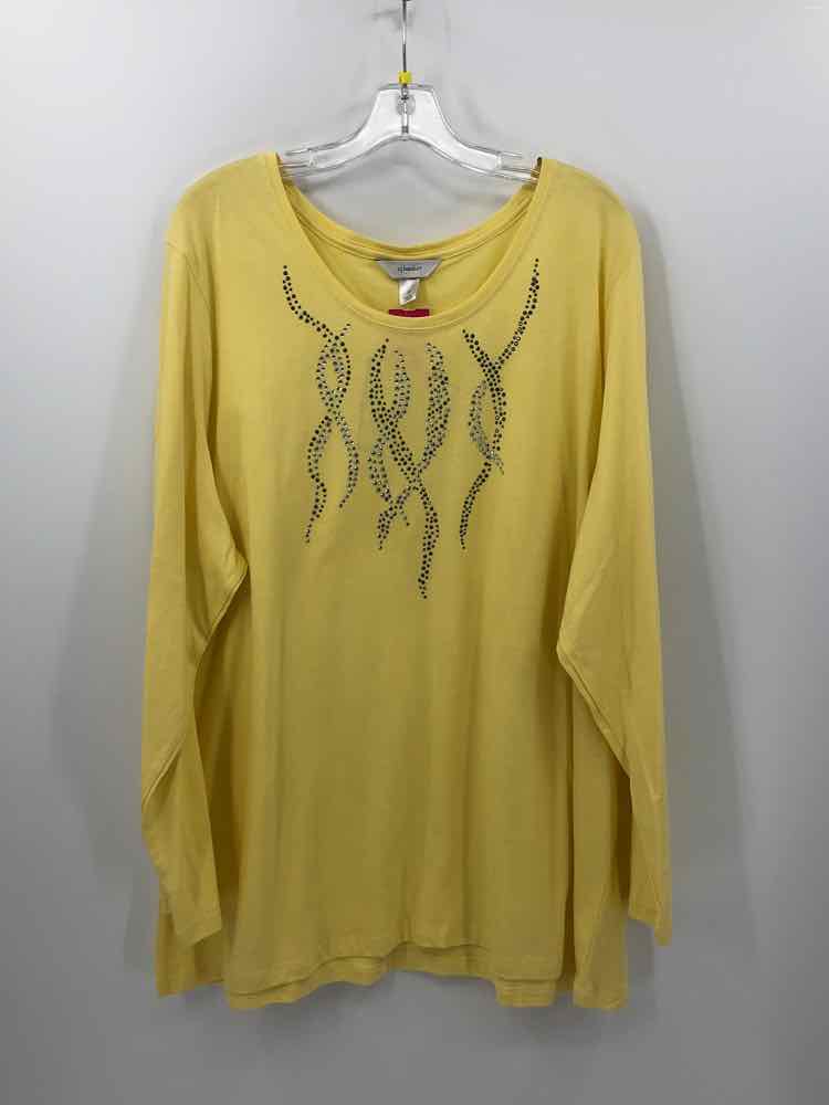 CJ Banks Size 3X Yellow Bling Knit Top