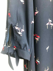 Catherines Size 5X Navy/Pink flamingos Blouse