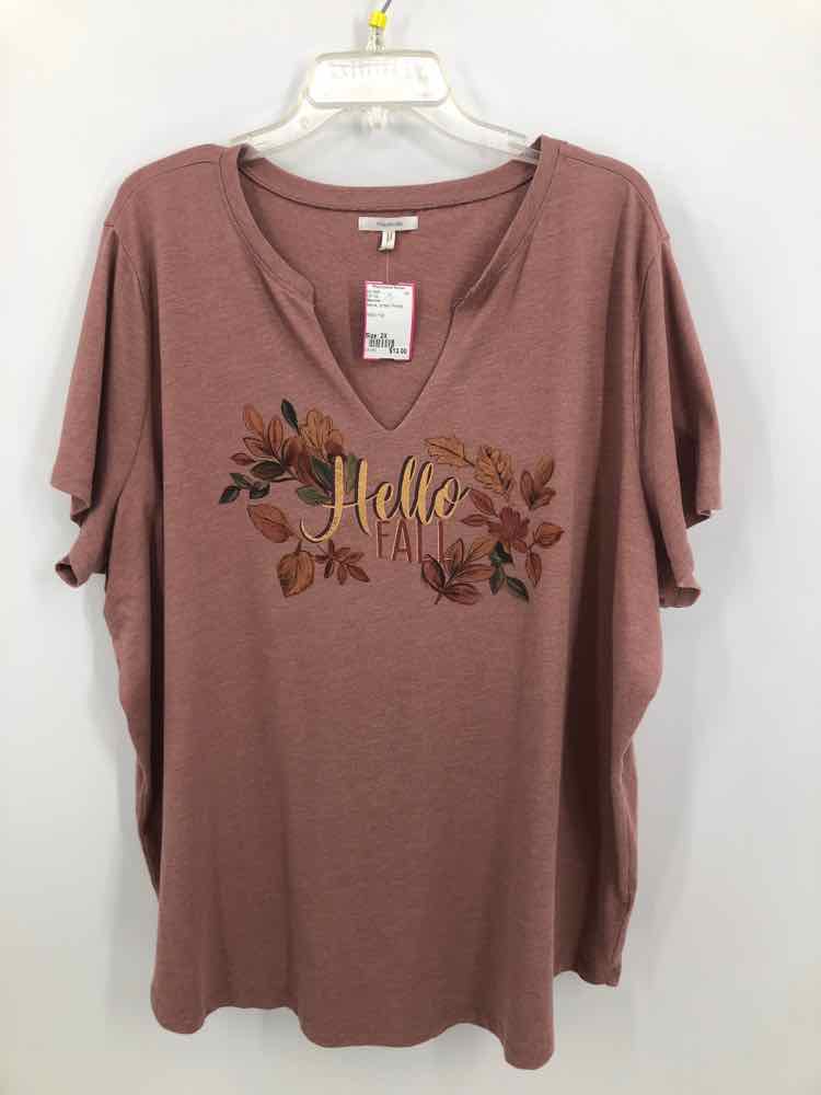 Maurices Size 2X Mauve Screen Printed Knit Top
