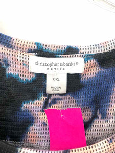 Christopher & Banks Size XL P Navy/mauve Print Knit Top