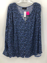 Load image into Gallery viewer, Lane Bryant Size 26/28 Blue/Blk Floral Blouse