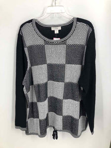 CJ Banks Size 2X Black/white squares Knit Top