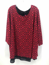 Load image into Gallery viewer, Catherines Size 3X Red/Black Embroidered Tunic