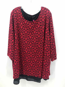 Catherines Size 3X Red/Black Embroidered Tunic