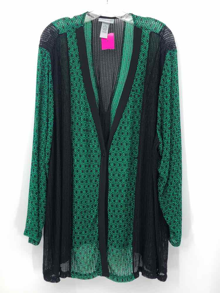 Catherines Size 3X Green/Black Burnout Cardigan