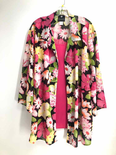 Maggie Size 5X Pink/black Print Blouse