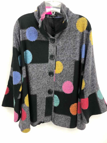 Damee Size 1X Grey/Black Polka Dot Jacket