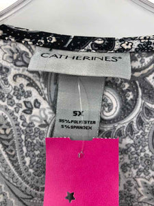 Catherines Size 5X Black/Gray Paisley Tunic