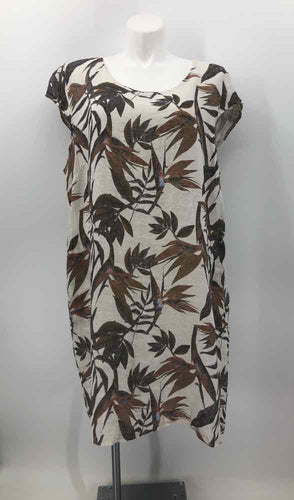 Lungo Size 3X White/brown Floral Dress