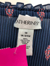 Load image into Gallery viewer, Catherines Size 1X Navy/red Print Blouse