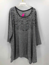 Load image into Gallery viewer, Catherines Size 4X Gray Screen Printed Knit Top