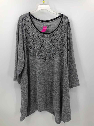 Catherines Size 4X Gray Screen Printed Knit Top